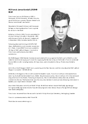 A preview of a PDF biography for Kendall, Francis James